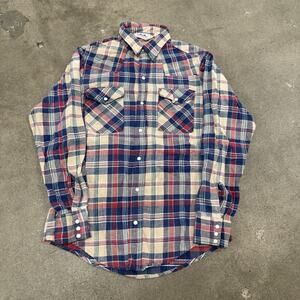 Vintage Dakota Five Brother Shirt Mens M Plaid Flannel Western Snap Made USA